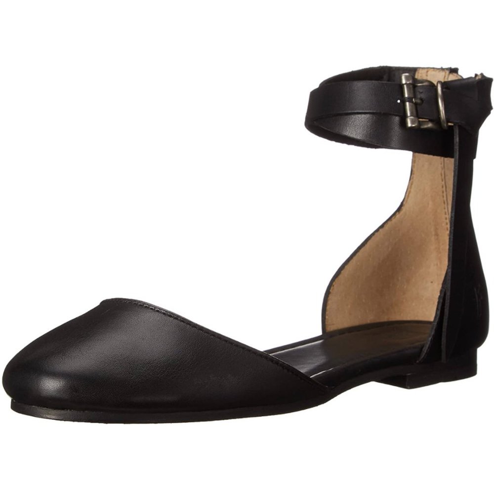 FRYE Carson Knotted Ballet Flat Leather Black Polished Stonewash 72139, 9.5, 9½